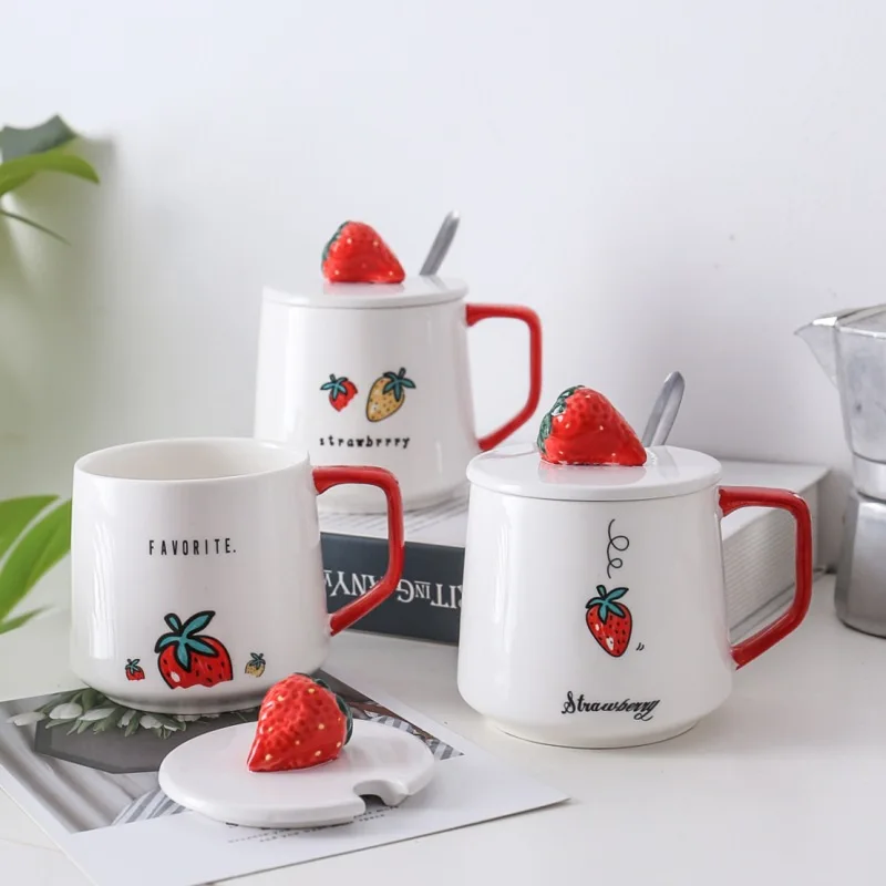 1 шт. креативная Милая трехмерная керамическая чашка с ручной росписью клубника