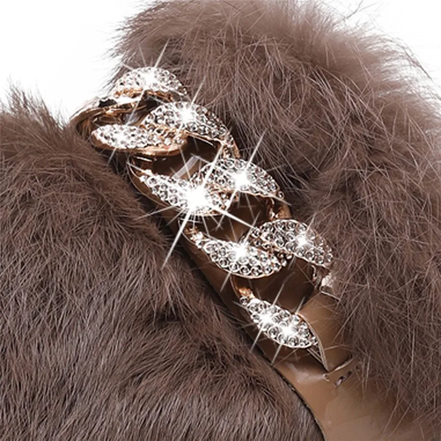 Зимние шерстяные тапочки женские сандалии из флока Уличная обувь на платформе