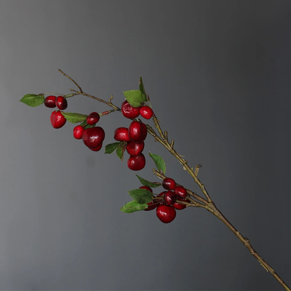 72cm 2PCS Artificial Fruit Cherry Branch Foam Simulation Cherries 20 Fruits Faux Branches Flower Ornament Food Photography Props images - 6