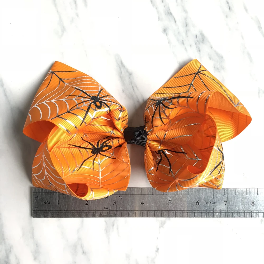 7 &quotбольшой Хэллоуин печатных волос Луки тыквы паутины дети заколки для девочек