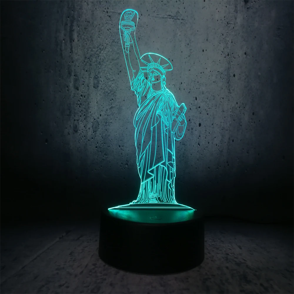 Новая Статуя Свободы 3D USB Светодиодная лампа красочное изменение факел сенсорный
