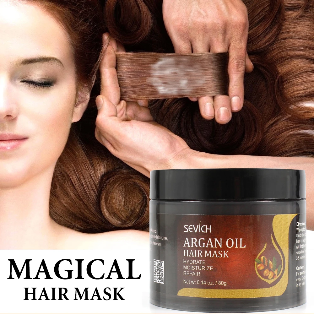 

Argan Oil Keratin Hair & Scalp Treatment Deep Hair Care Mask Moisturize Hair Treatment Mask Repair Damage Hair Root 80g