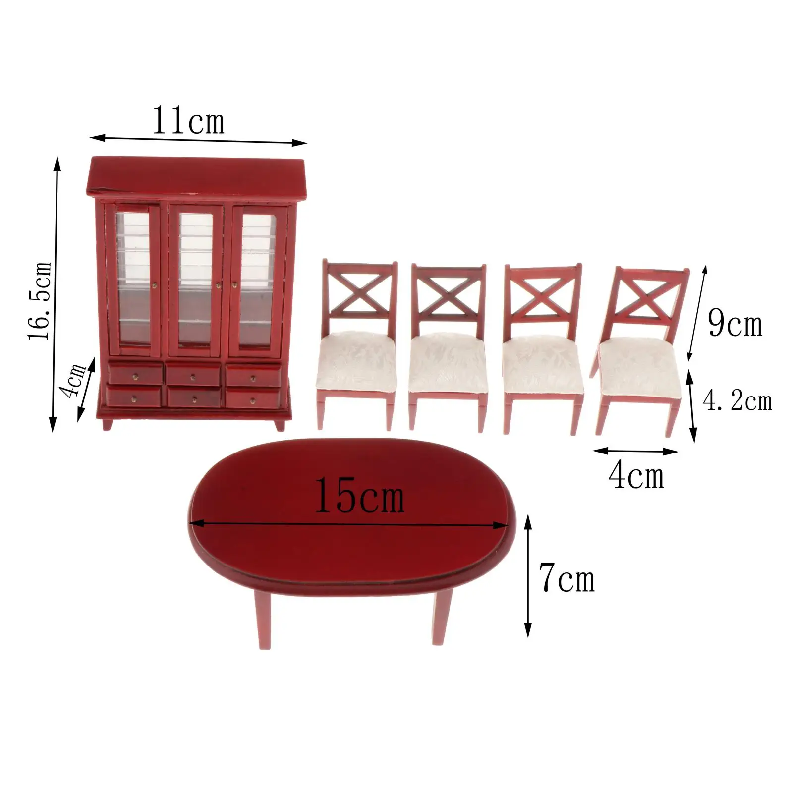 1:12 Dollhouse Mini Red Wooden Table Chairs Cabinet Set Supplies Decoration | Игрушки и хобби