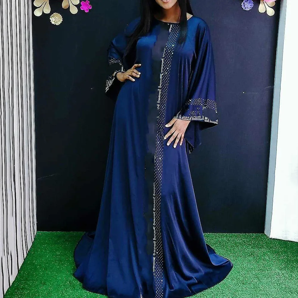 Платье Дашики в африканском стиле шелковое с бисером абайя Бандажное макси Базен