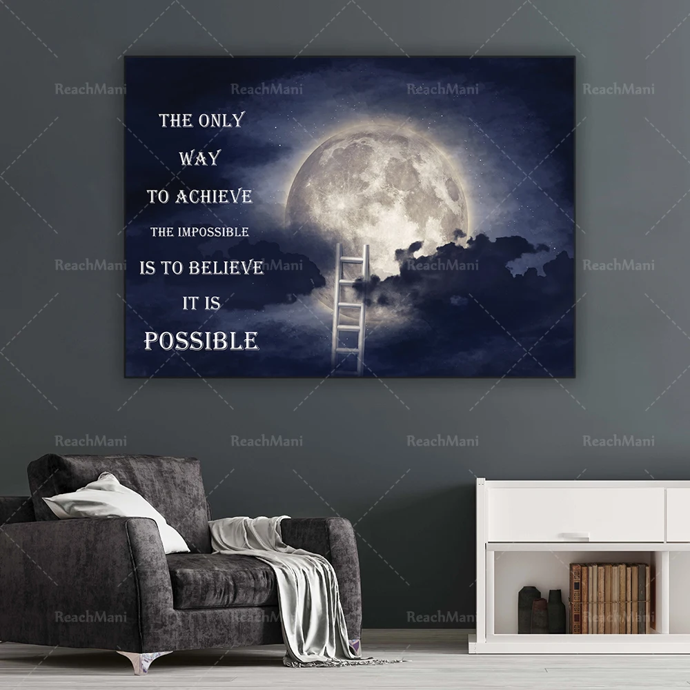 Moon wall art ladder canvas, inspirational moon wall decoration, inspirational wall decoration poster