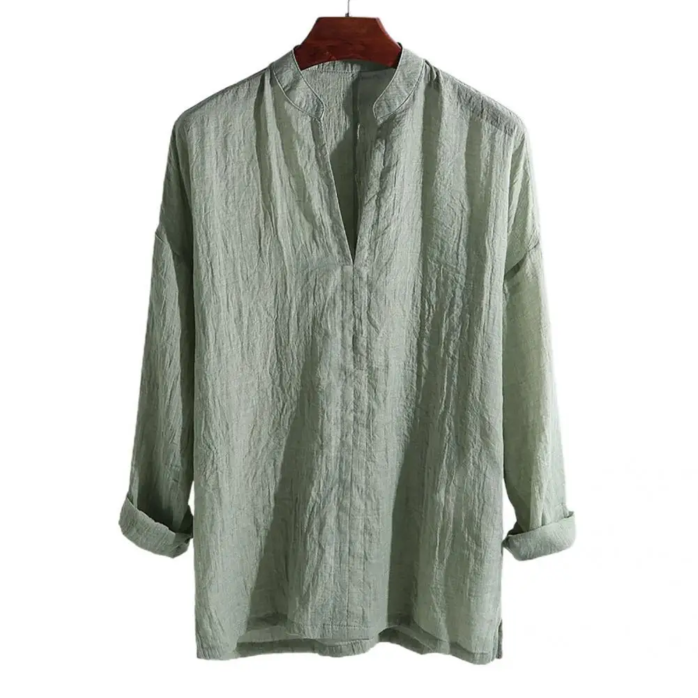 

Breathable Stylish Casual Solid Color Linen Shirt Skin-friendly Casual Shirt Loose for Daily Wear
