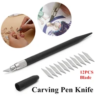 12pcs utility stationery craft spare cutter blade stainless steel paper cutter carving pen knife diy tools