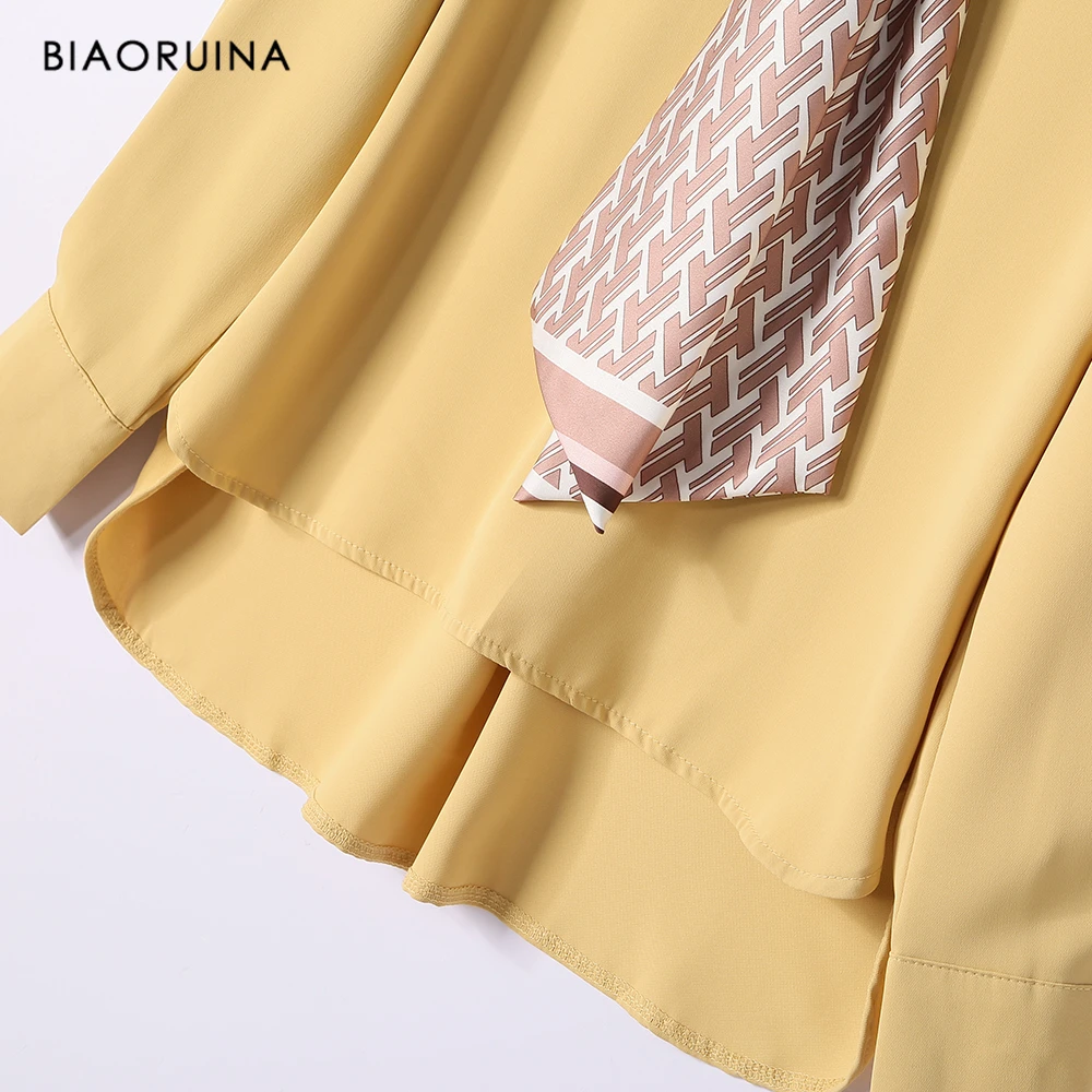 BIAORUINA 3 цвета Женская универсальная модная шифоновая рубашка вышивка бисером