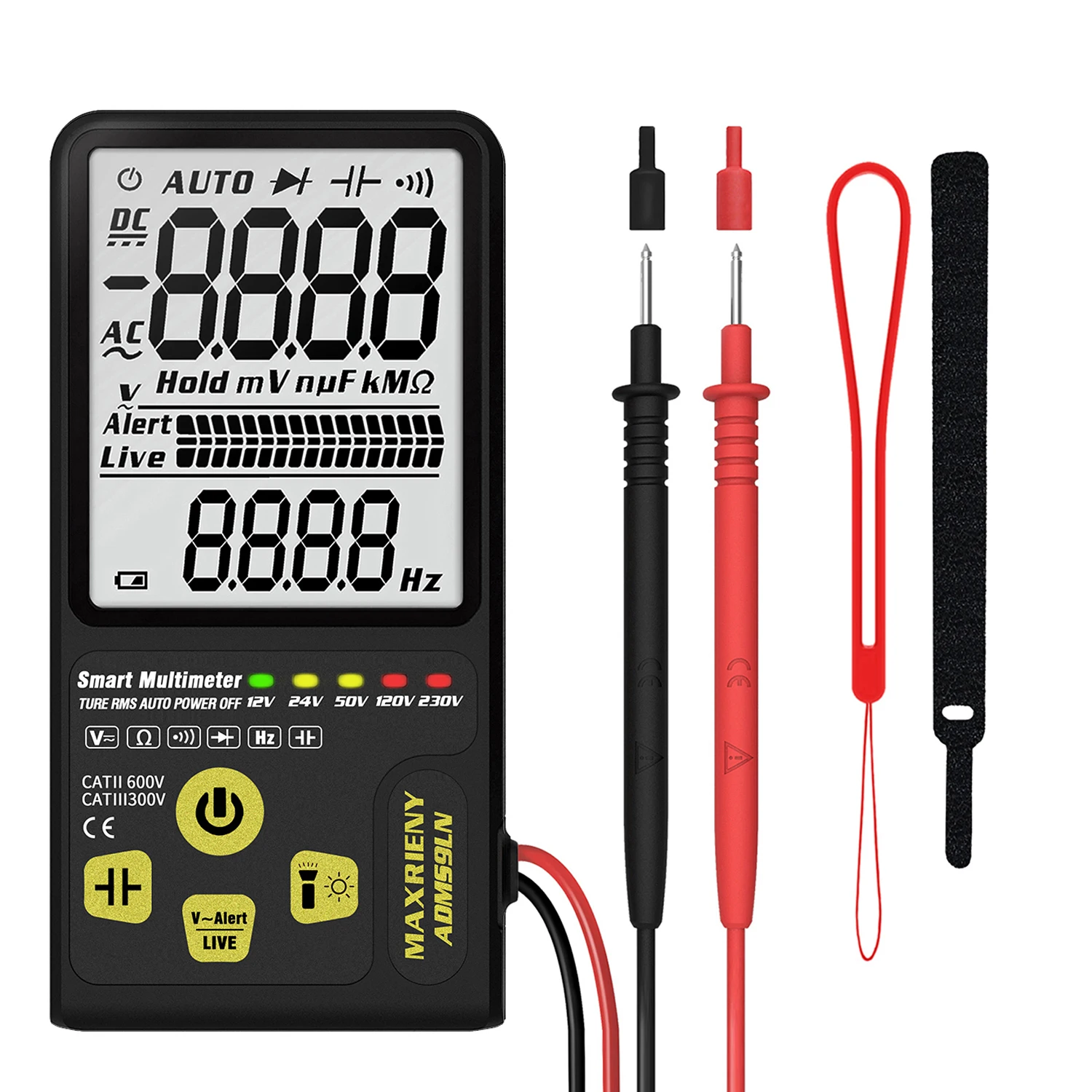 

MAXRIENY ADMS9LN Intelligent Digital Multimeter AC/DC Voltage Resistance Frequency Capacitance Meter True RMS 9999 Counts