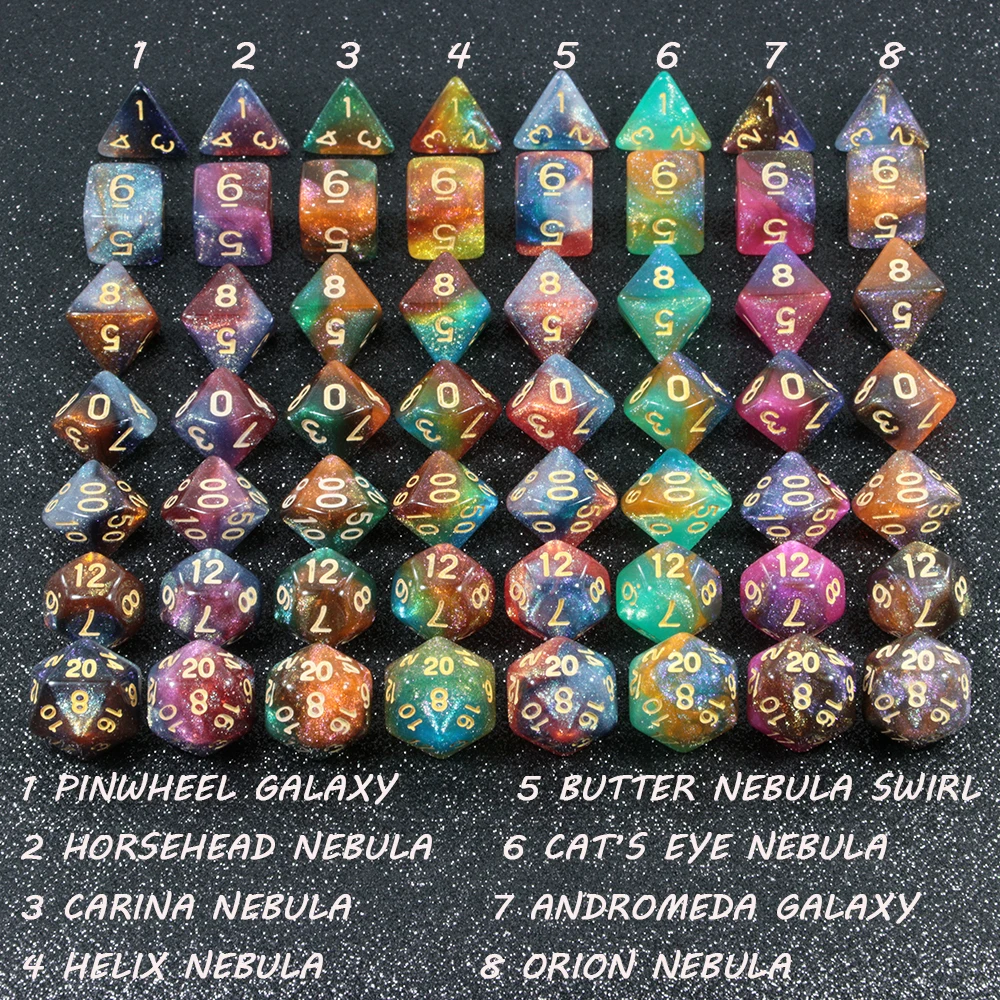 Потрясающий эффект набор игральных костей с коробкой Звездные звезды галактика 7