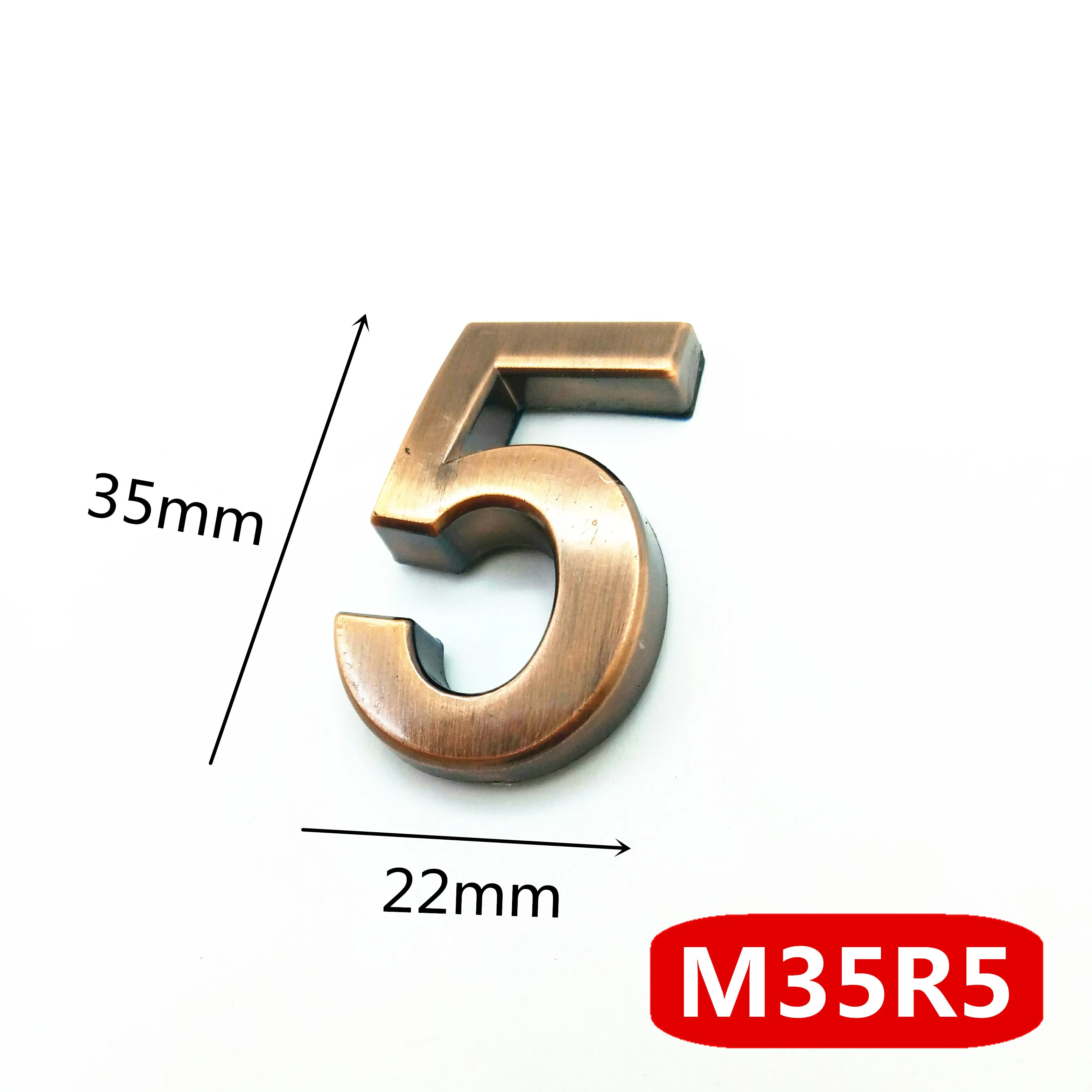 5 35 мм ABS пластик красный медный цвет дом номер двери самоклеющиеся 0-9 номера двери индивидуальные отель Адрес знак двери пластина - Цвет: 5