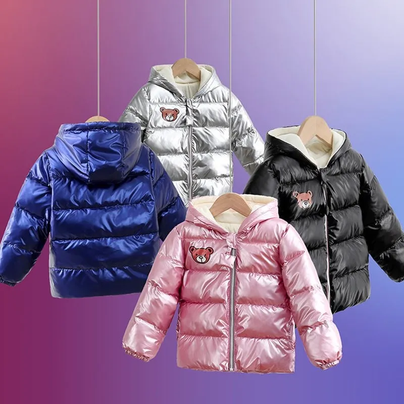 Детский фланелевый пуховик с капюшоном VFOCHI для мальчиков и девочек Зимняя парка