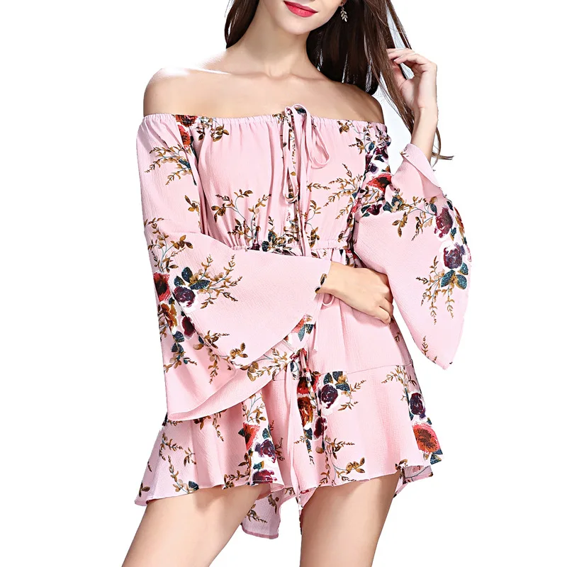 Женский Повседневный комбинезон с принтом Boho Осенний короткий длинным рукавом и