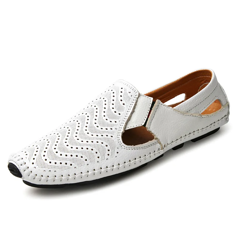 Мужские кожаные сандалии без шнуровки размеры 38-47 5 цветов | Обувь