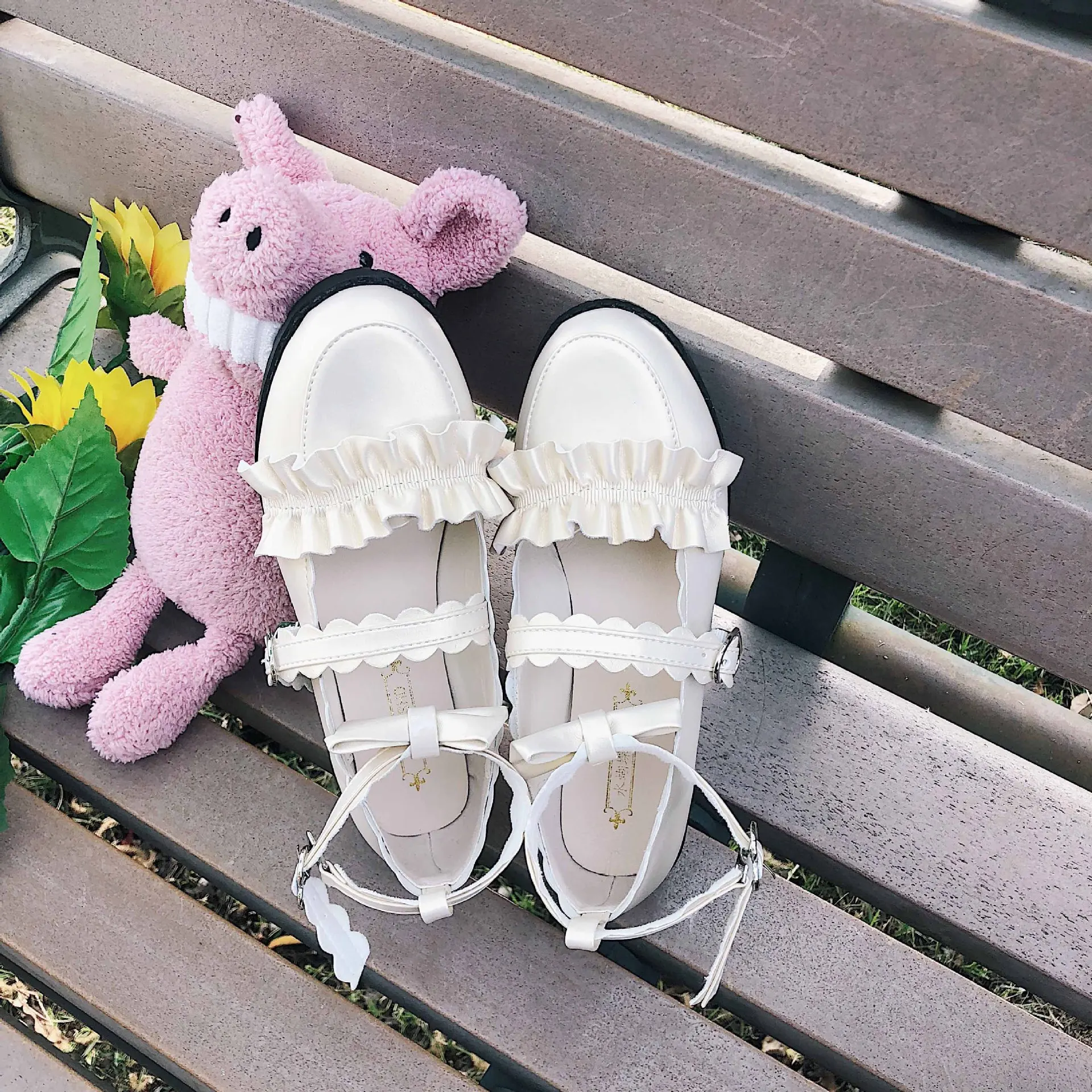 

Lolita Shoes Women's Student Kawaii Bow Lace Uniform Shoes Cosplay Princess Maid Buckle Straps Shoes Japanese Shoes Lolita