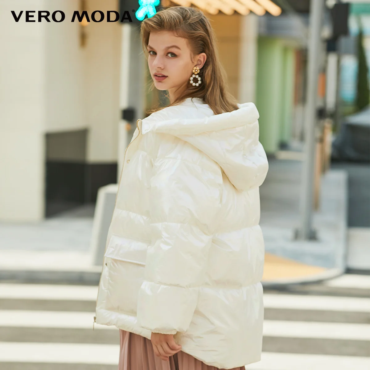 Vero Moda Женское зимнее цветное тканевое пальто с капюшоном и кулиской | 319422501
