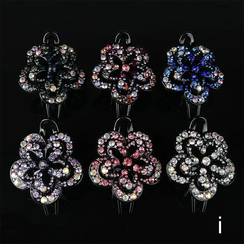 

Rhinestone Three-tooth Duckbill Clip Headgear Flower Hair Accessories for Women Lady FS99