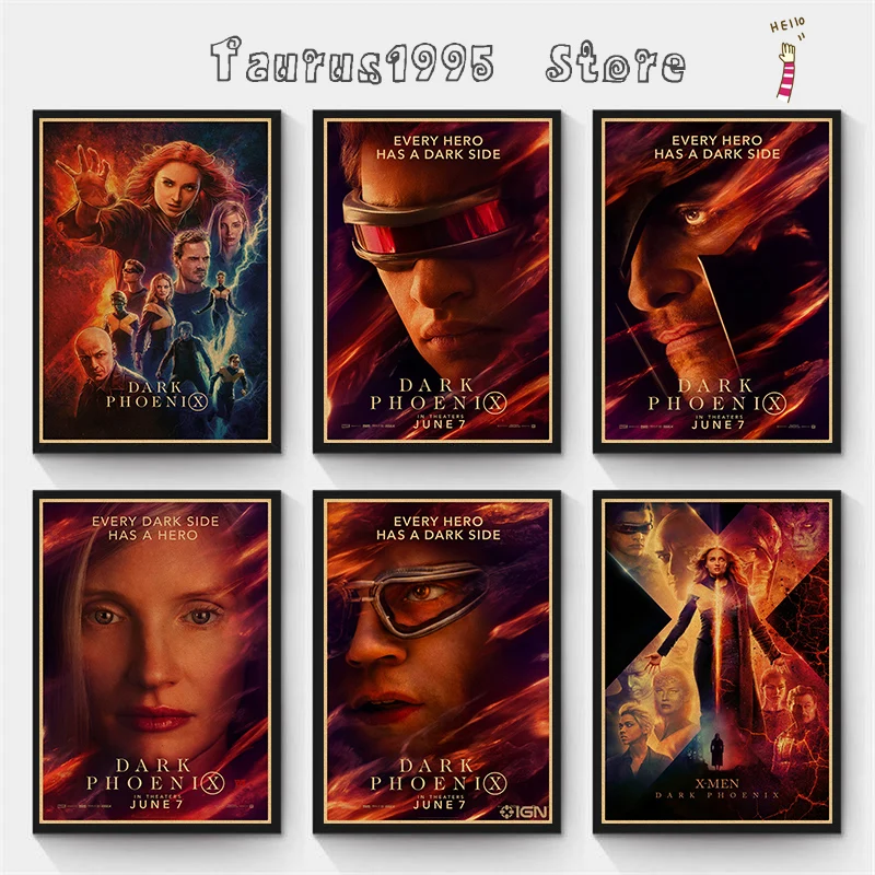 Новый плакат из крафт бумаги темного Феникса картина фильма X Men абстрактная