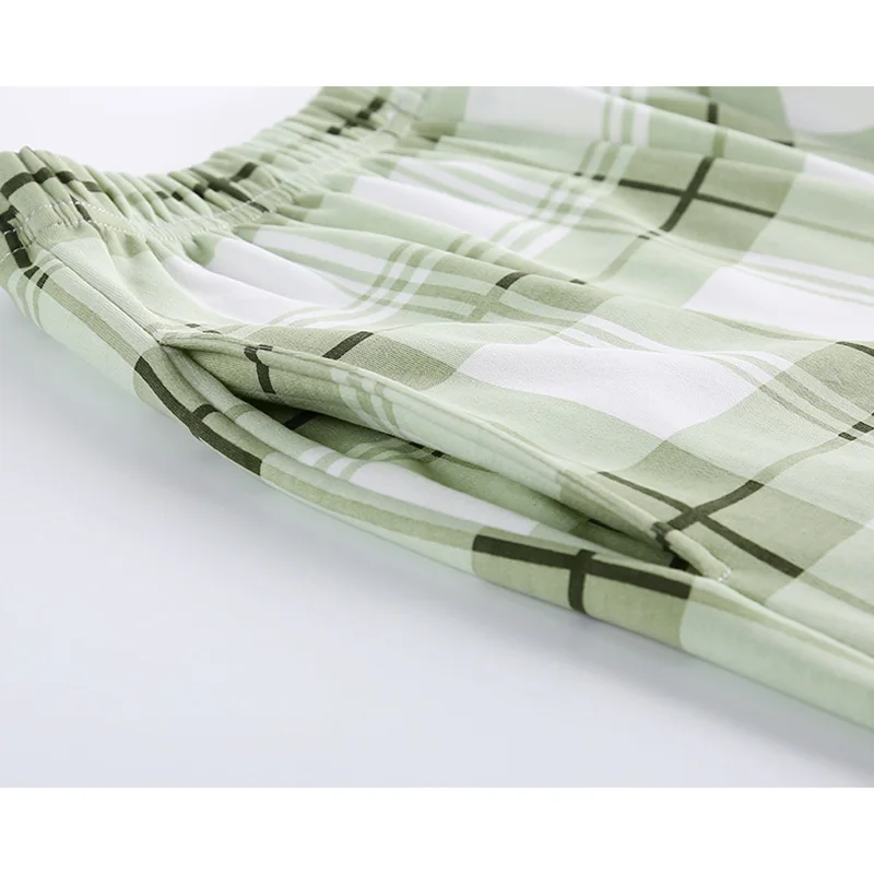 

ATUENDO Summer Green Silk Pajama Sets for Women 100% Cotton Korean Satin Soft Sleepwear Atoff Home Fashion Kawaii Cute Nightwear