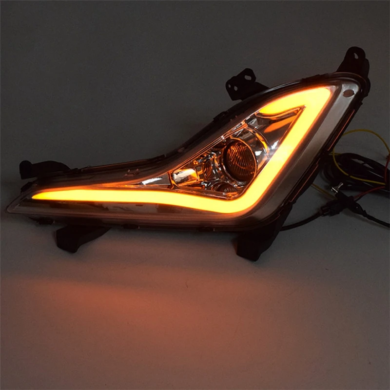 Автомобильные светодиодные дневные ходовые огни DRL с желтым указателем поворота