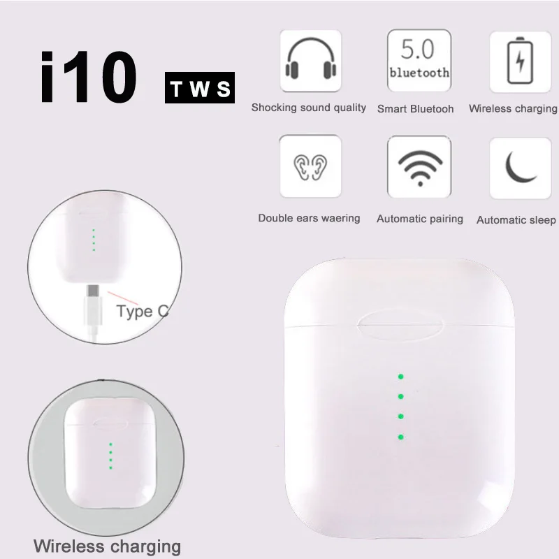 Новинка i10 tws беспроводные i10tws наушники сенсорный Контрольный динамик Bluetooth 5,0 гарнитуры для всех телефонов pk i13 i15 tws
