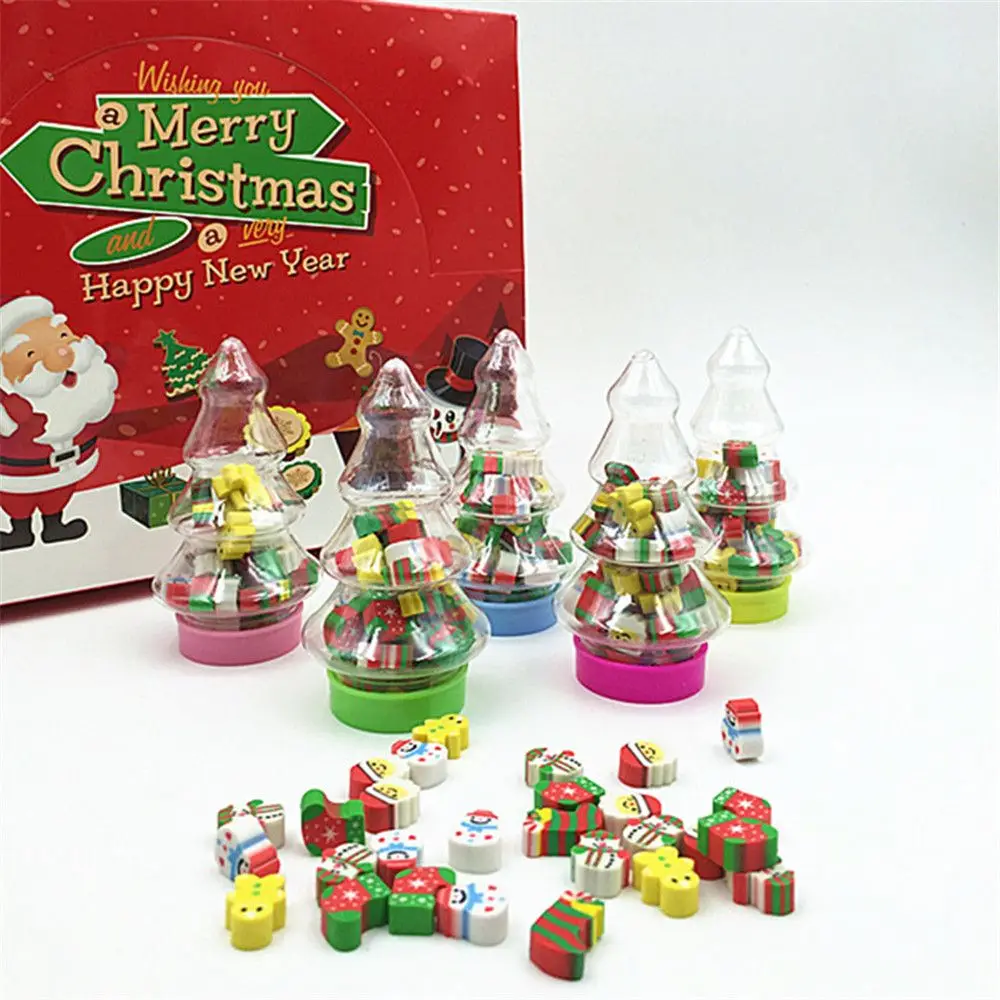

20pcs/set Cute Christmas Erasers Creative Mini Christmas Tree Eraser for Children Papeleria Santa Rubber Erasers School Supplies