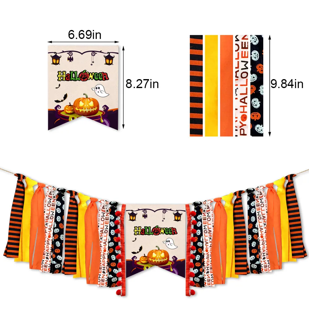 Хэллоуин каминный баннер с Тыквой и призраком мальчик девочка Хеллоуин