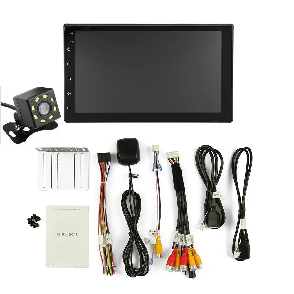 with8ed camera Android 8,1 автомобильный Радио Стерео gps навигация Bluetooth wifi Универсальный " 2din мультимедийный плеер DVR рекордер - Цвет: with8ed camera