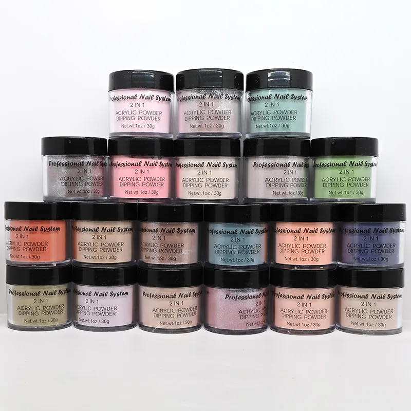 20 банок (1 унция/банка) дизайн ногтей 3 в 1 акриловый и окунающий порошок (пигмент