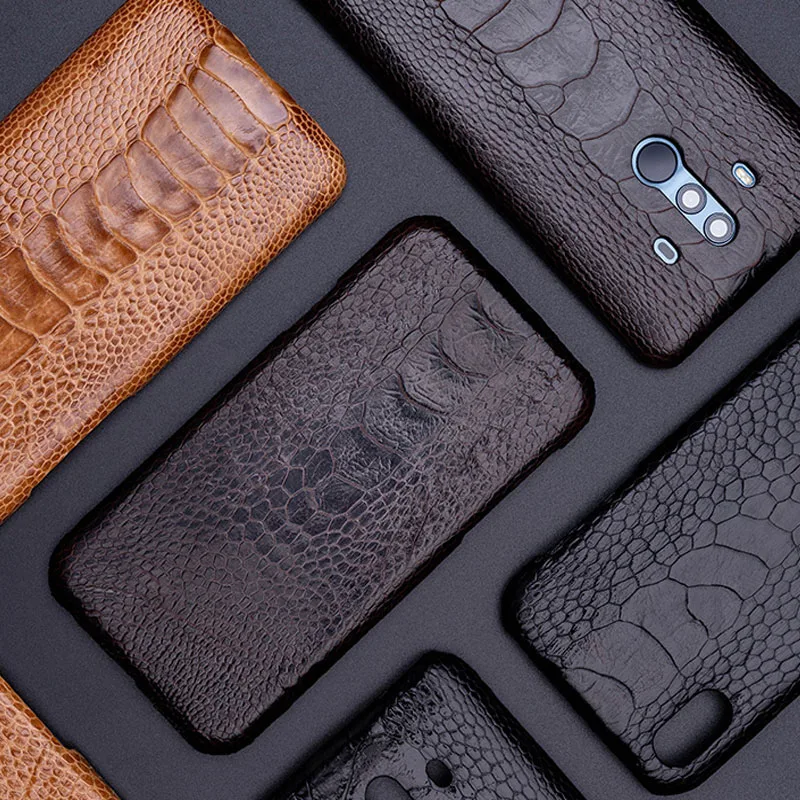 Phone Case For Samsung Galaxy S6 S7 edge S8 S9 S10 Note 8 9 10 plus A30 A50 A70 Natural ostrich skin A5 A7 J5 2017 A8 2018 | Мобильные