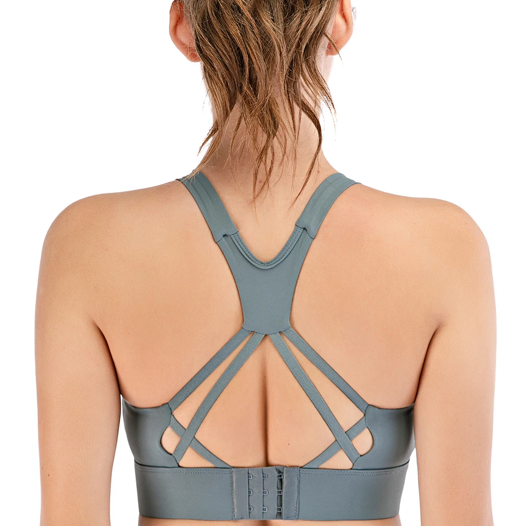 

High Impact Padded Sports Bra Push Up Backless Yoga Crop Top Cross Back Fitness Women Top Sports Workout Bra
