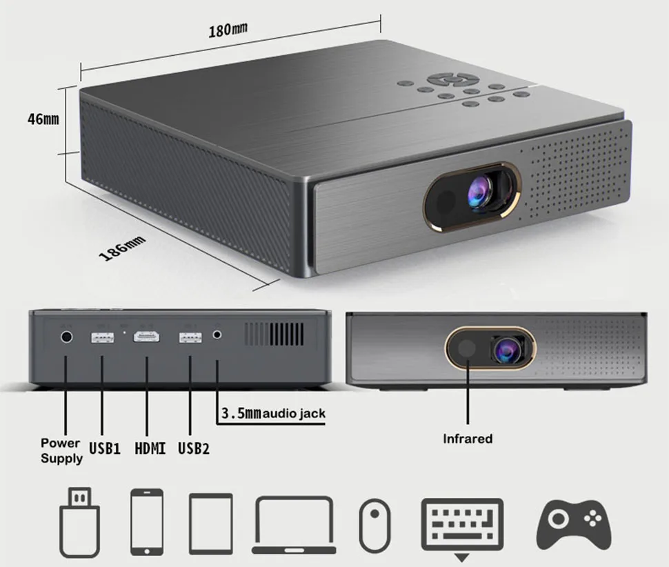 WZATCO S5 DLP 3D проектор Смарт Android 4K 5G WI FI для домашнего кинотеатра Full HD 1080P видео