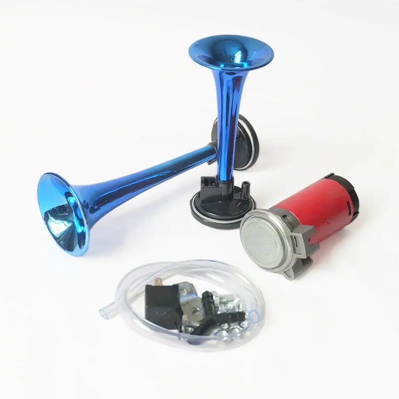178DB синий 12V Воздушный гудок двойной труба компрессор комплект для автомобиля