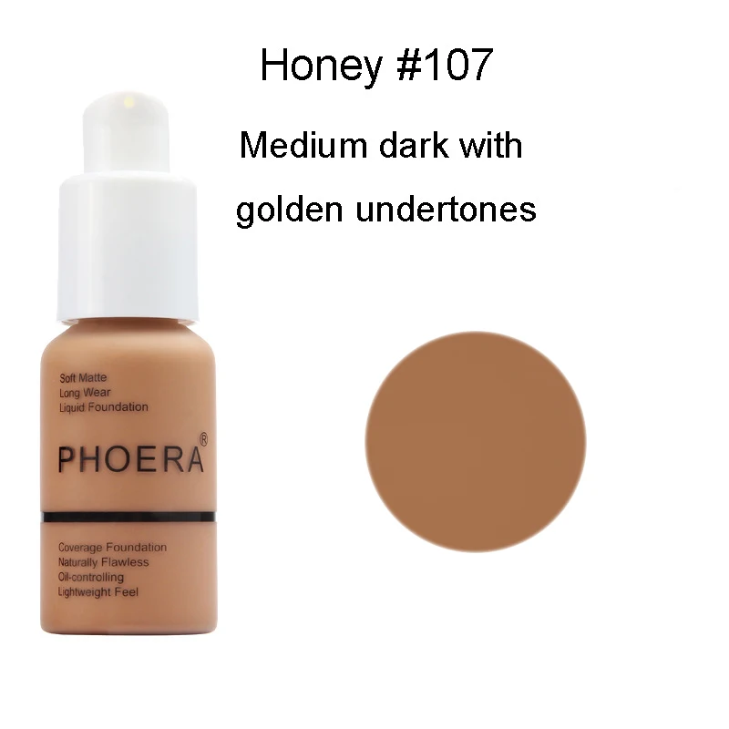 PHOERA 10 Colors Foundation Makeup Liquid Matte Moisturizer Face Base High Coverage Brighten Concealer Cream TXTB1 | Красота и