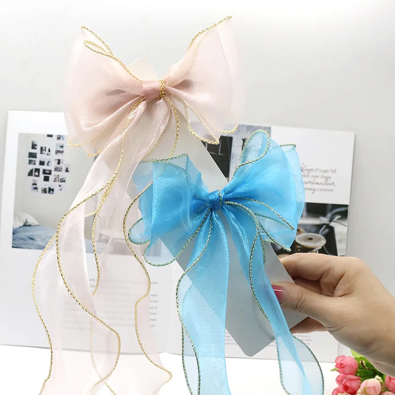 

2021 New Children Cute Colors Lace Streamer Bow Oranment Hair Clips Baby Girls Loveky Barrettes Hairpins Kids Hair Accessories