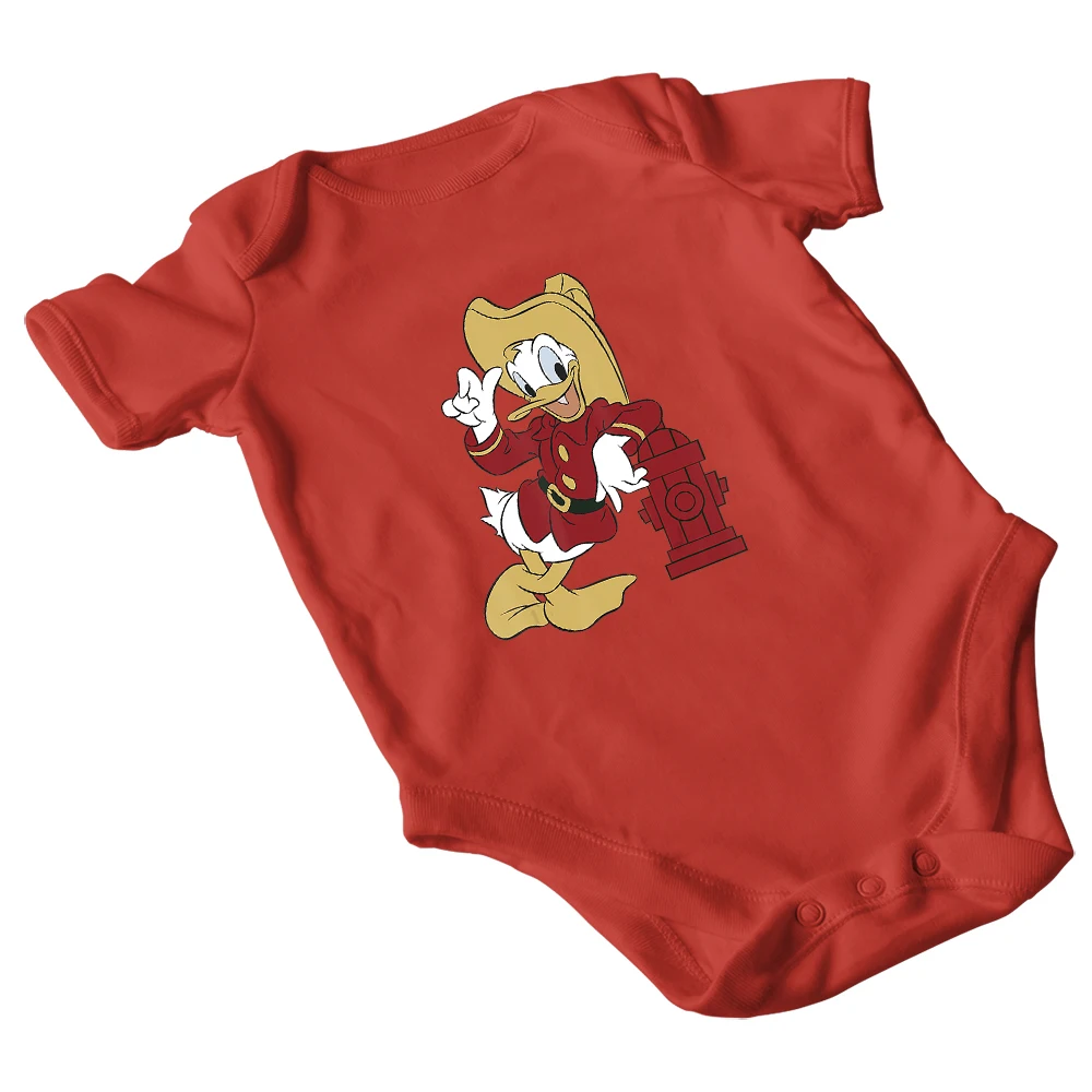 Cuatro Estaciones Disney ni&ntilde;o mameluco novedad de verano productos corta de cuello redondo de manga Pato Donald de impresi&oacute;n de dibujos animados de Harajuku-1