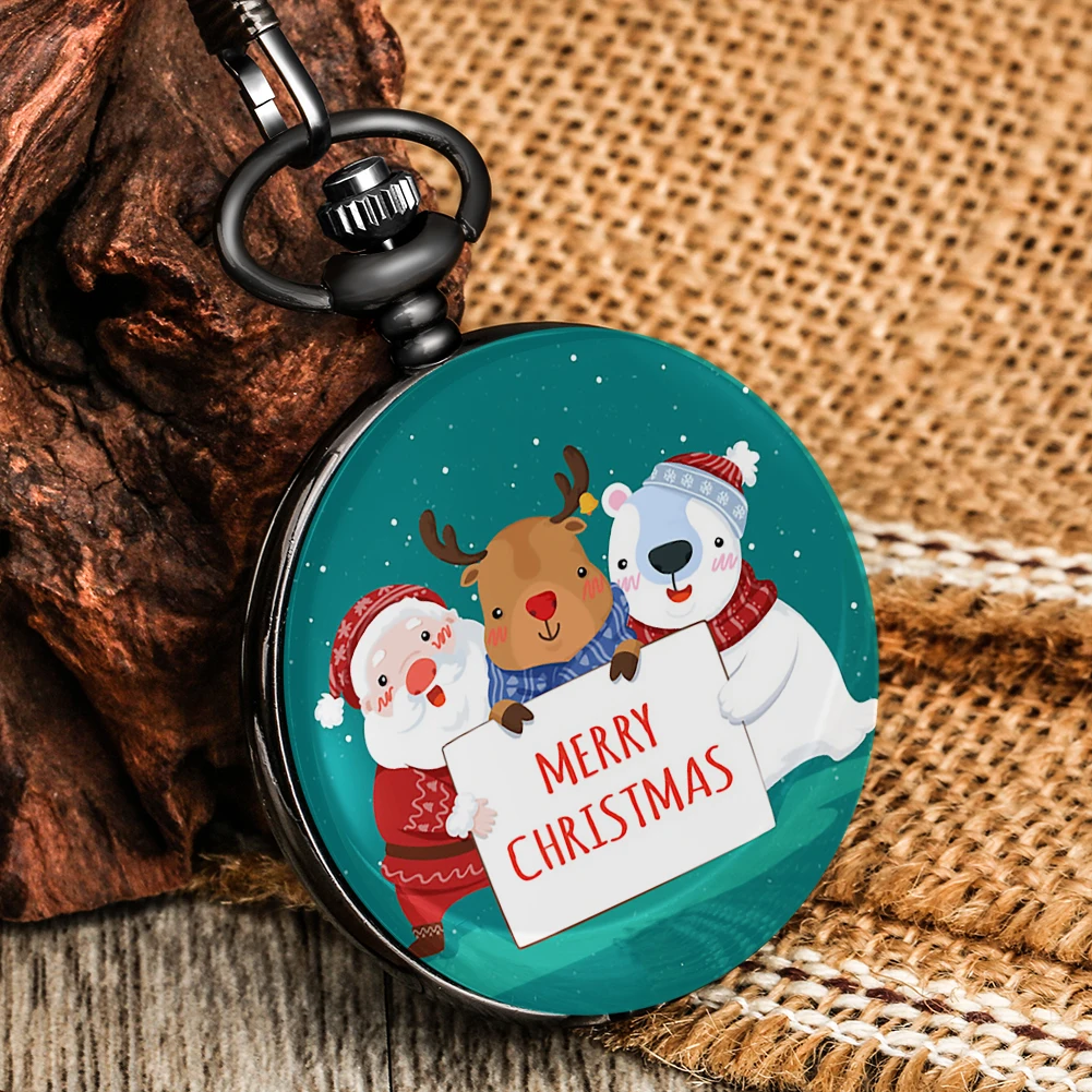 

Christmas Pocket Watch Round Smooth Watch Case The Chains Of Watches Iron Men Women Helmet Pocket Clock Christmas Gift Series