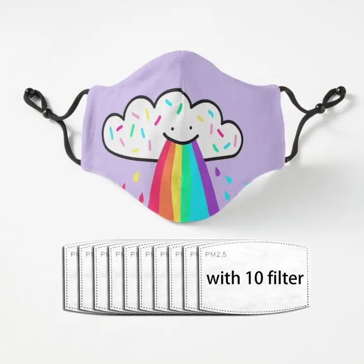 

Маска для лица многоразовая моющаяся из ткани с принтом радуги