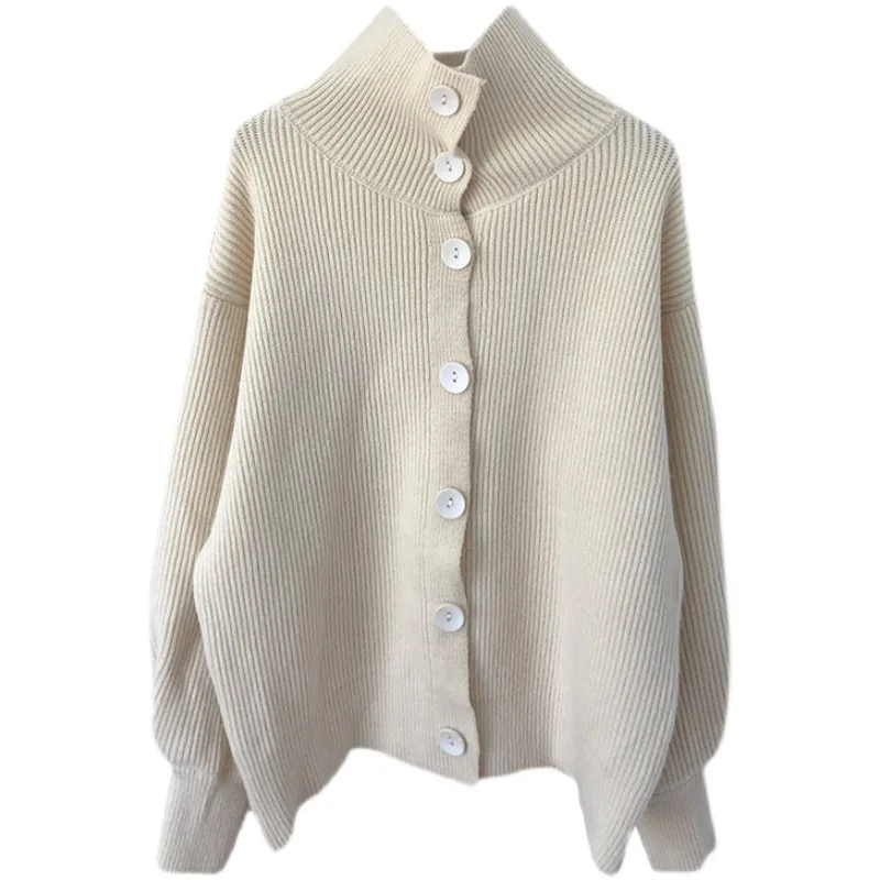 

2021 new retro western style fine needle lazy spring and autumn sweater loose knit long-sleeved button cardigan jacket women