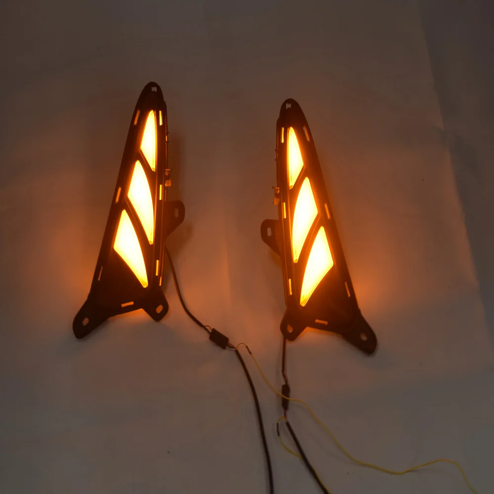 Переднего бампера сигнальные желтый мигающий светодиодный Габаритные огни 12V