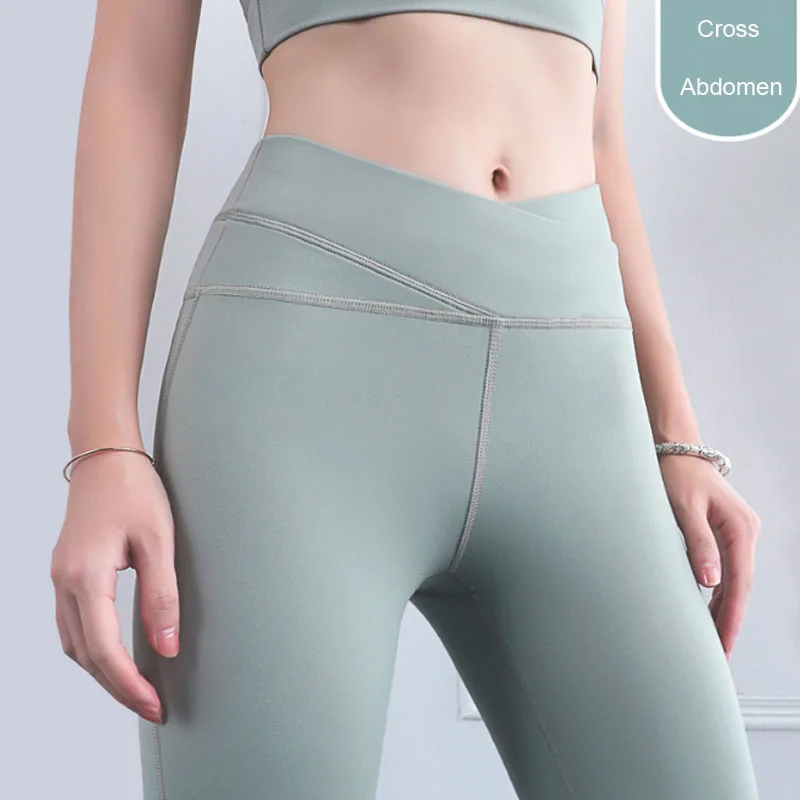 Спортивный любящий корейский стиль крест живот Леггинсы Йога брюки для бега