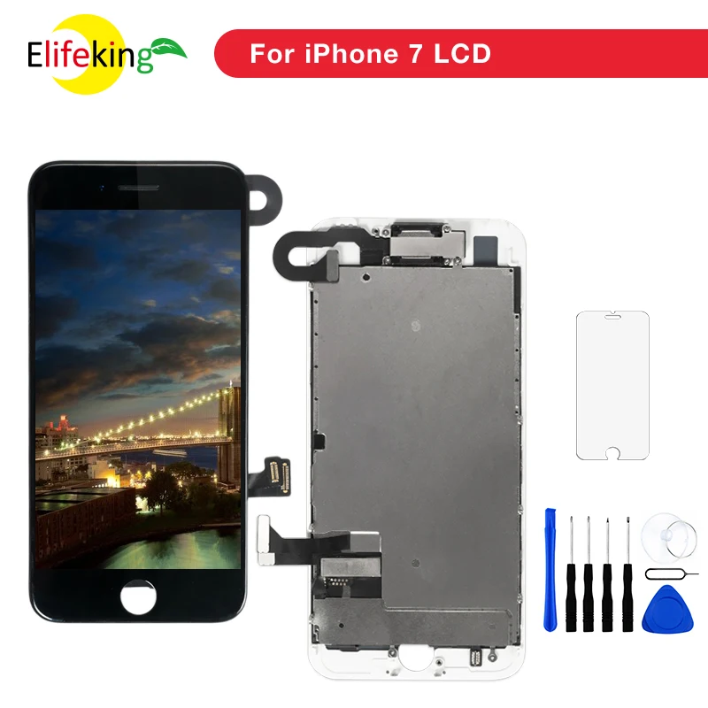 Conjunto completo LCD premontado para iPhone 7 y 8, pantalla t&aacute;ctil completa de repuesto, c&aacute;mara, altavoz y placa matel, 5 unids/lote-0