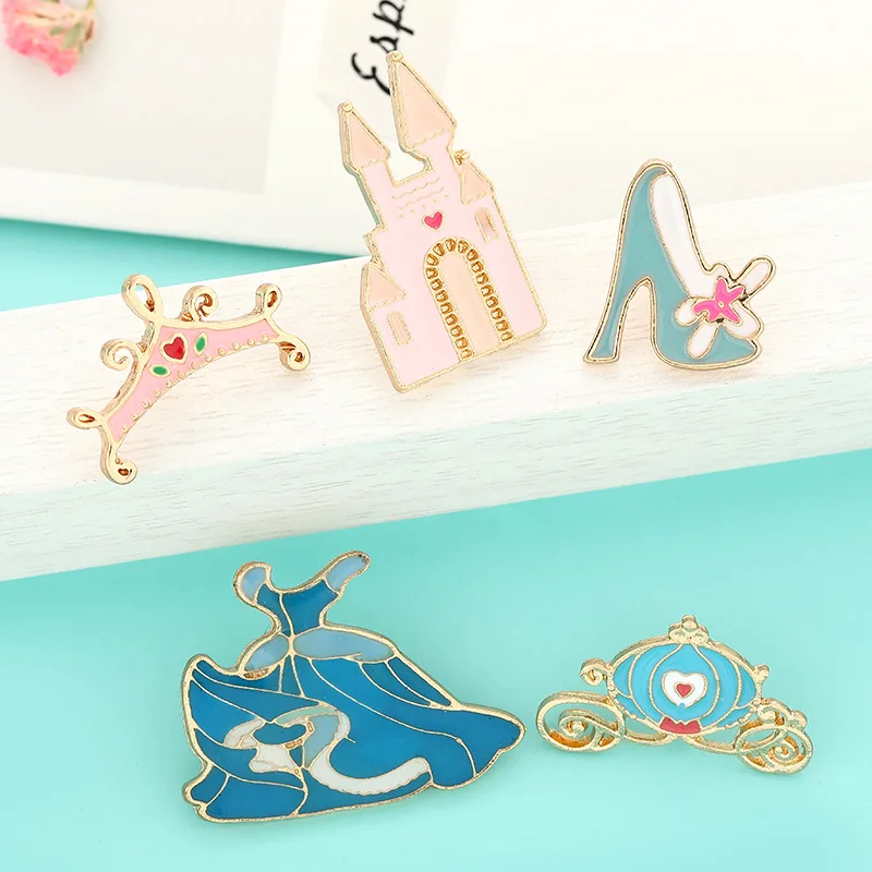 брошь значки женская одежда для женщин Эмалированный набор сказка Золушка синее