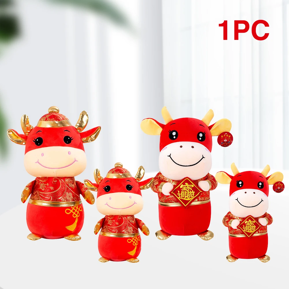 

Cow Plush Toy Holiday Kids Gift Soft Bedroom Chinese New Year Mascot Festival Ornament Home Decoration Stuffed Animals Party