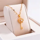 Женская цепочка с подвеской в виде цветка, золотистого цвета