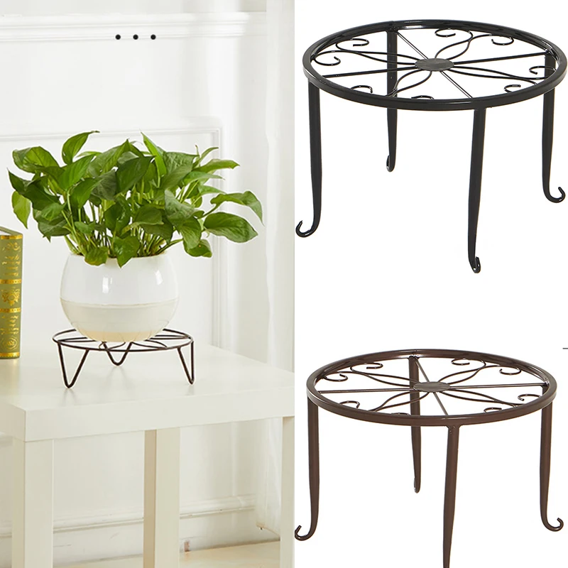 

Creative Round Wrought Iron Potted Stander Flower Shelf Flower Pot Holder Balcony Garden Basion Display Shelf Plant Rack