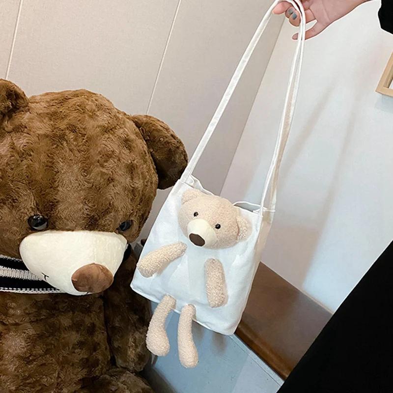 

ASDS-2 Pcs Fashion Women'S Canvas Shoulder Bag Handbag Casual Cartoon Shopping Children Daily Travel Bag White & Red