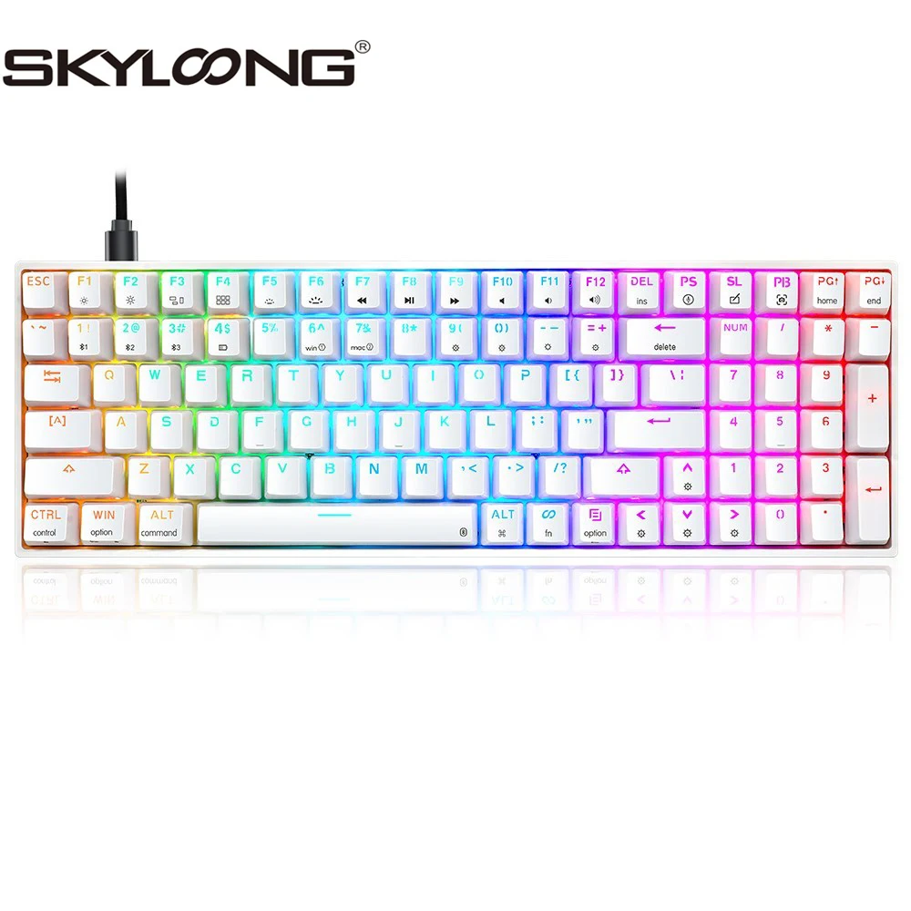 

Игровая оптическая клавиатура SKYLOONG SK98, Проводная Механическая USB клавиатура с RGB-подсветкой для настольного ПК, планшета, ноутбука, 98 клавиш