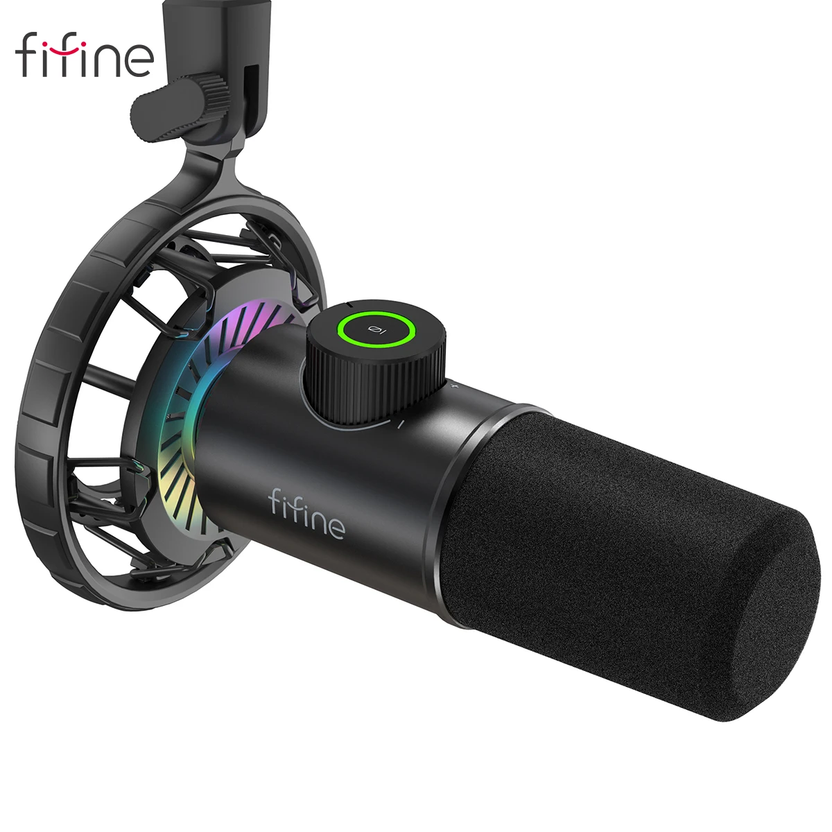 FIFINE Dynamic Microphone for windows&laptop,USB Mic for Gaming YouTube with Tap-to-Mute Button/RGB Light/Headphone Jack -K658