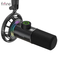 fifine dynamic microphone for windowslaptopusb mic for gaming youtube with tap to mute buttonrgb lightheadphone jack k658
